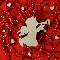 Топпер з дерева "Ангел з дудкою" 6.7*8 см Топпер з дерева "Ангел з дудкою" 6.7*8 см